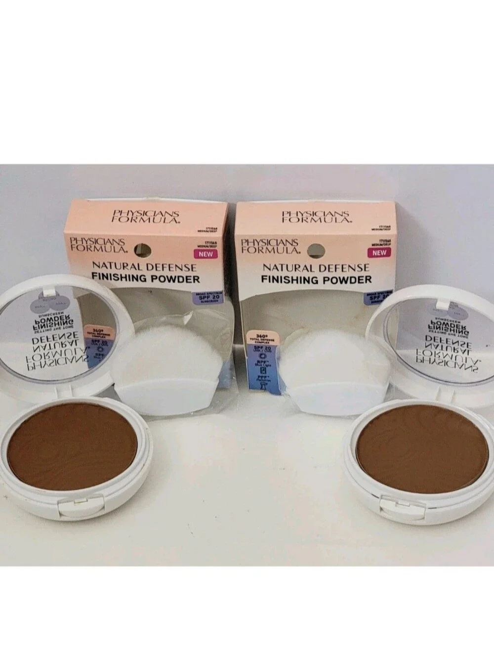 2 pk PHYSICIANS FORMULA Natural Defense Finishing Powder 0.35 oz MEDIUM/DEEP